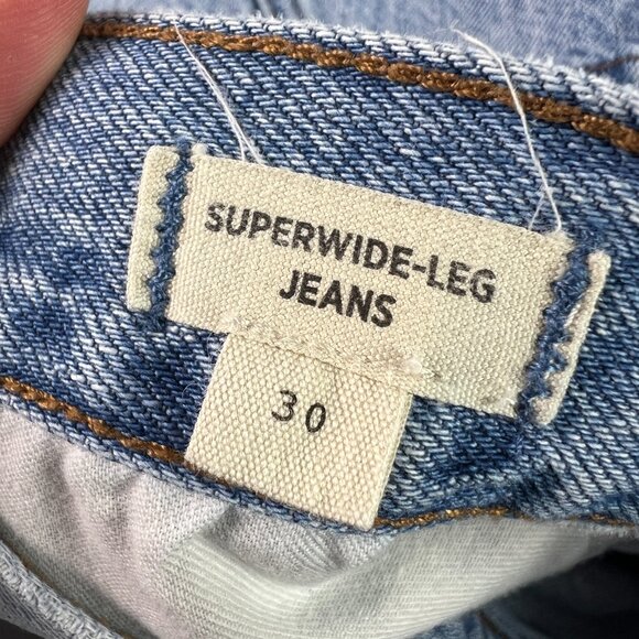 Madewell Jeans Women's 33x31* Super Wide Leg High Rise Light Blue Denim Tag 30 - Picture 7 of 16